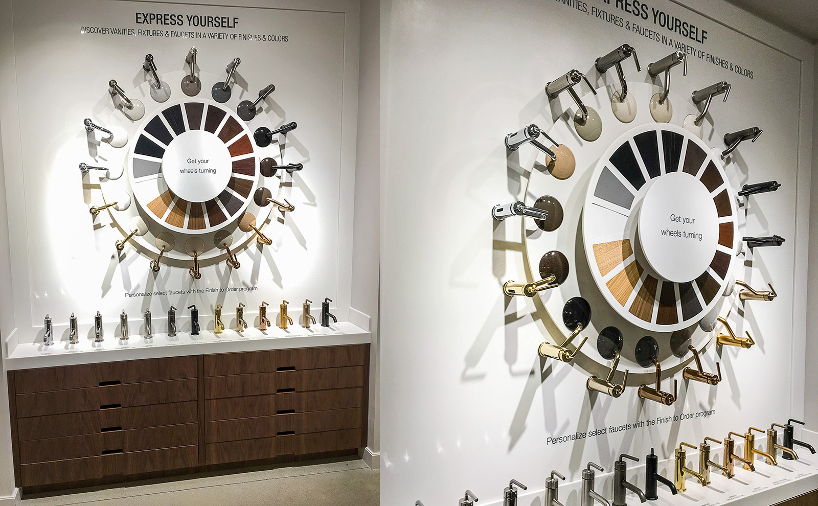 The final spinner wheel installed in the Kohler NYC showroom