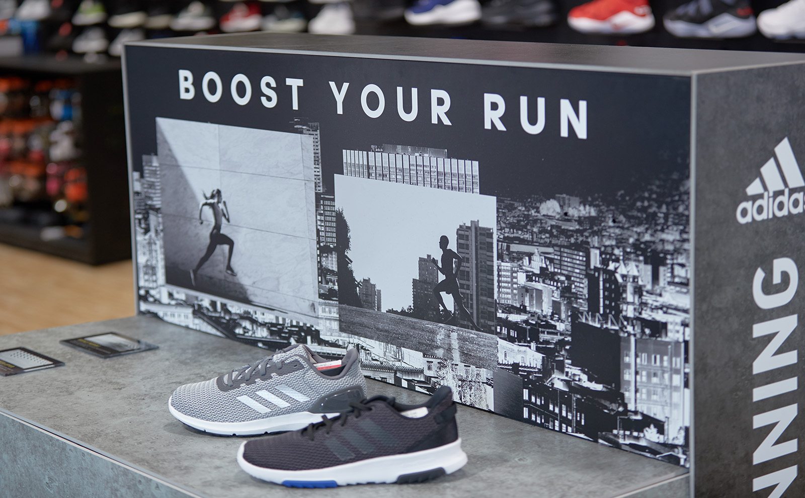 A closer look at an adidas custom shoe display