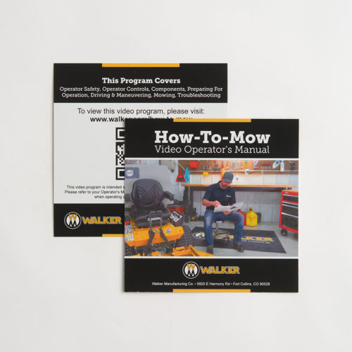 Two Walker Mower postcards with instructions for how to mow.