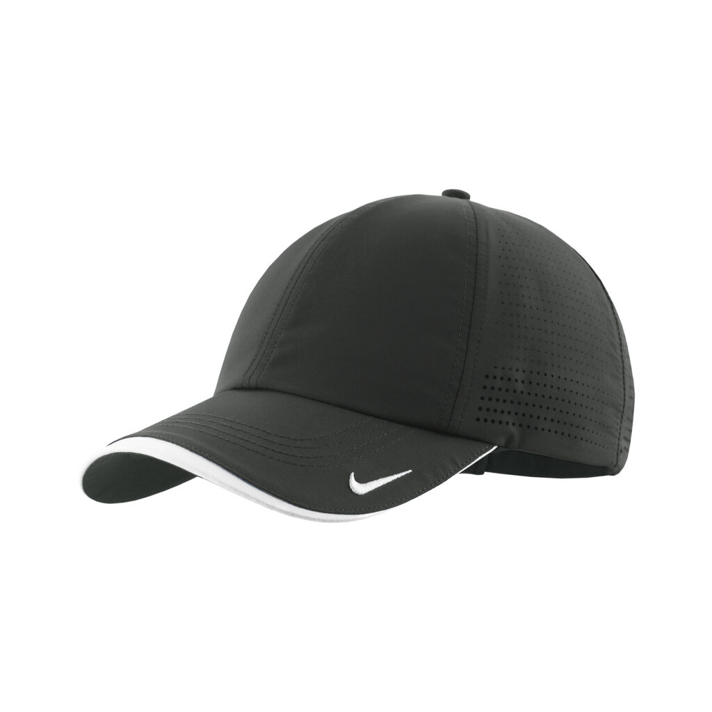 A dark gray nike baseball hat.