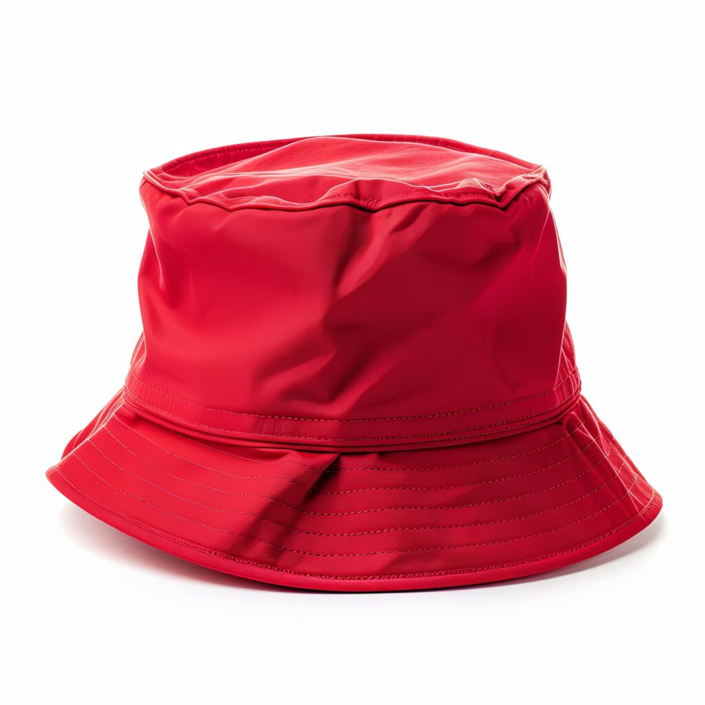 A red bucket hat.