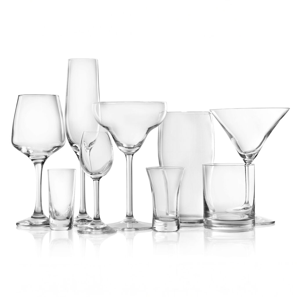 A set of glassware.