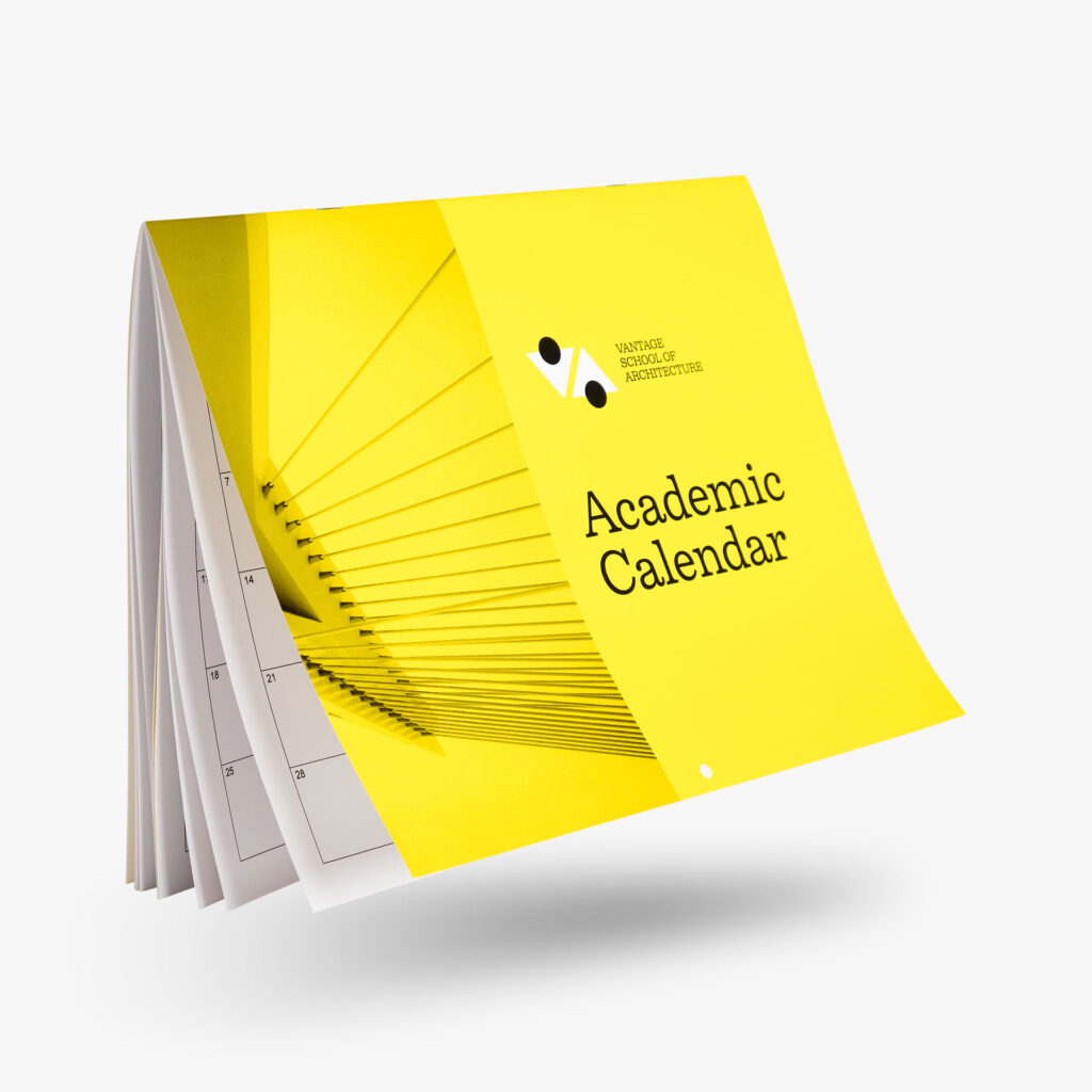 A yellow academic calendar.
